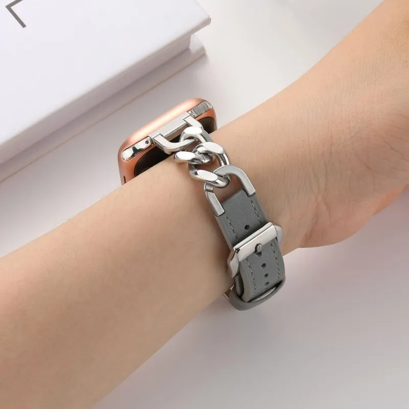 CHRROTA Compatibility Apple S10 Watch Single-Breasted Denim Chain Iwatch10 Strap S876 Watch Bands-9