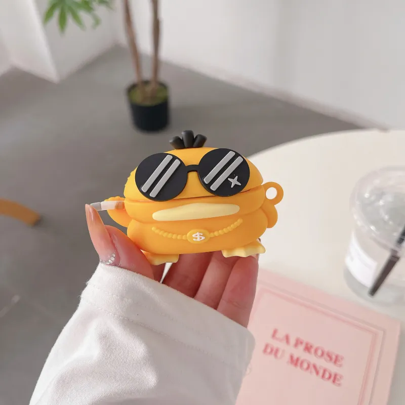 CHRROTA Compatibility With Apple AirPods 4 Silicone Cartoon Social Duck Headphone Cases-1