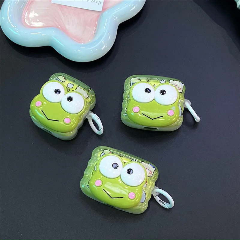 CHRROTA Compatibility With Apple AirPods 4 TPU Cute 3D Effect Little Frog Wireless Earphone Case Headphone Cases-1