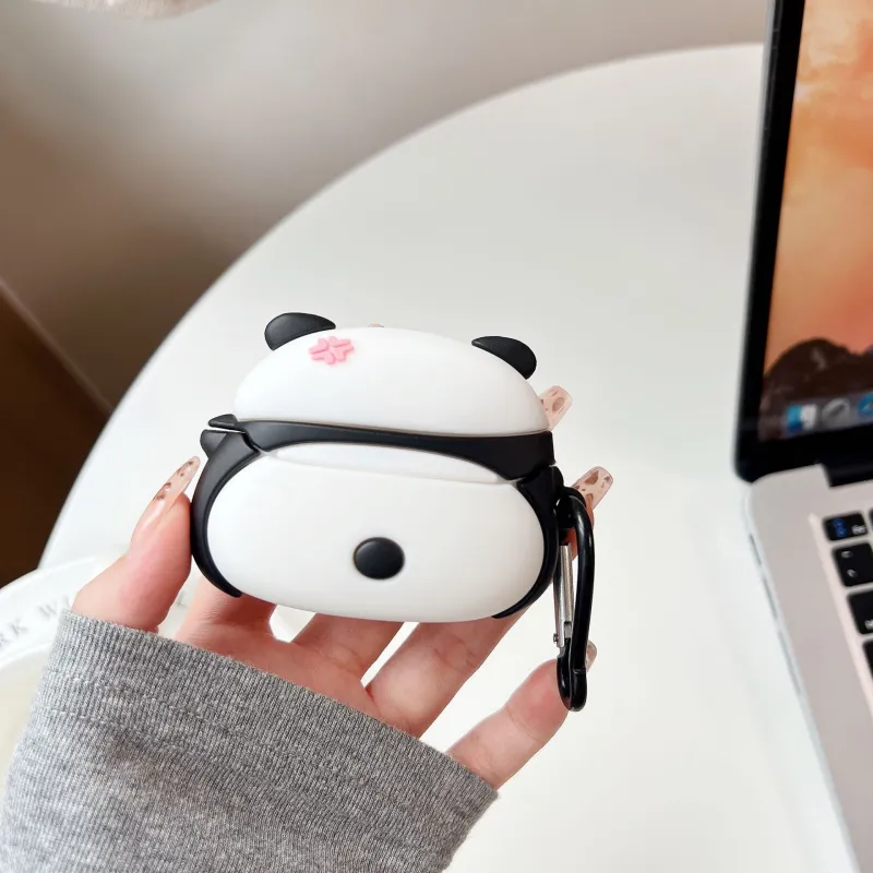 CHRROTA Compatibility With Apple AirPods 4 Silicone Cartoon Panda Soft Shell Headphone Protective Cover Headphone Cases-1