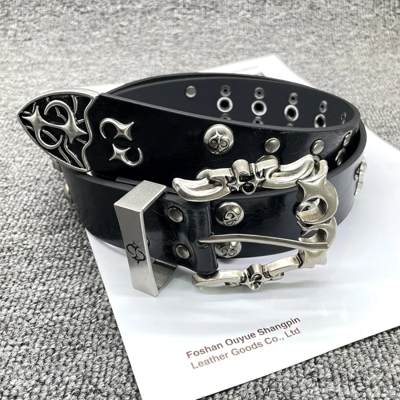 OXO OVERLOAD Alloy Leather Belts Unisex 3.8cm-4