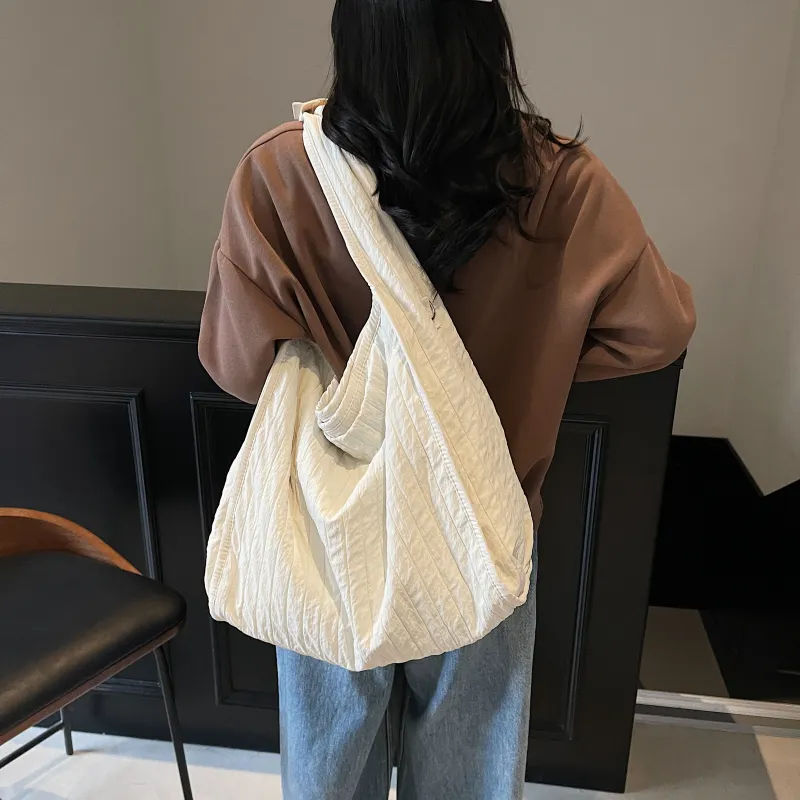 Gerlanx Fabric Tote Shoulder Bag Handbag Unisex White/Black-1
