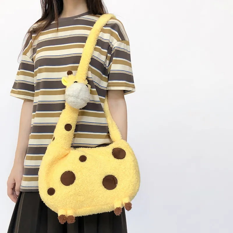 Gerlanx Plush Crossbody Bag Women's Yellow-1