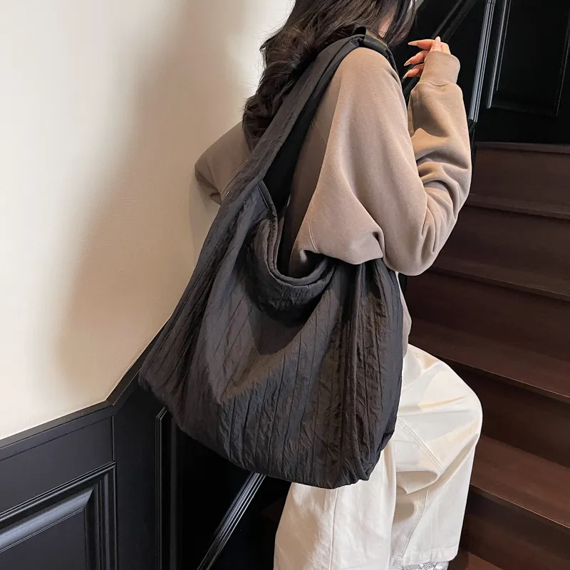 Gerlanx Fabric Tote Shoulder Bag Handbag Unisex White/Black-8