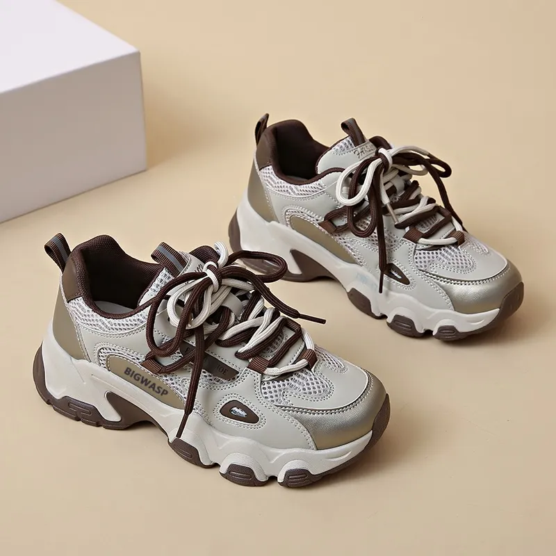 BIGWASP Slip Resistant, Abrasion Resistant, Breathable, Lightweight Low Top Chunky Sneakers Unisex-4