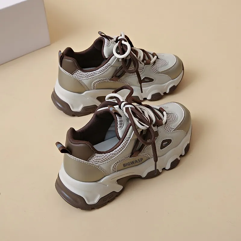 BIGWASP Slip Resistant, Abrasion Resistant, Breathable, Lightweight Low Top Chunky Sneakers Unisex-5