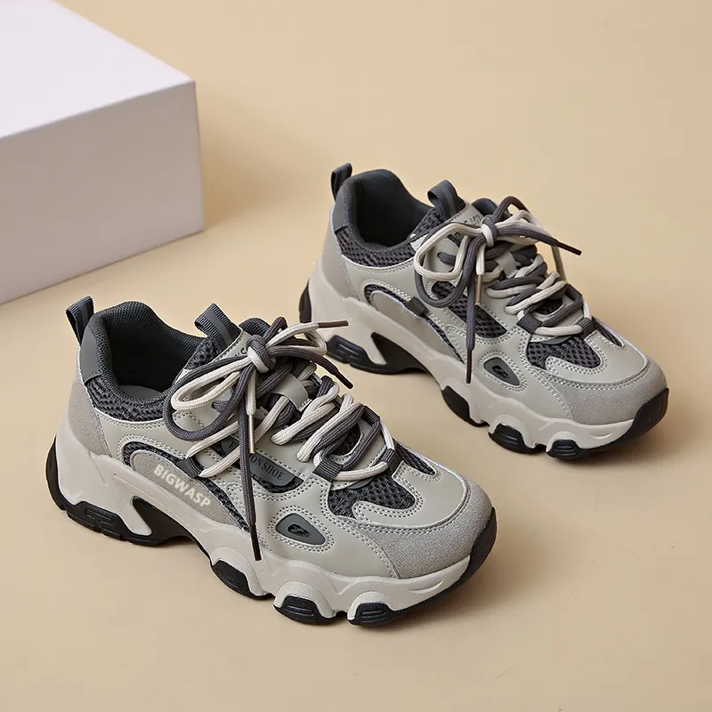 BIGWASP Slip Resistant, Abrasion Resistant, Breathable, Lightweight Low Top Chunky Sneakers Unisex-1