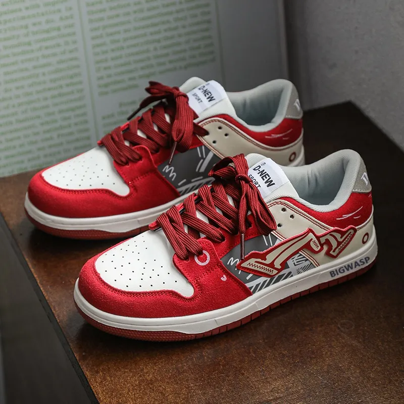 BIGWASP Low Top Skateboard Shoes Unisex Red-2