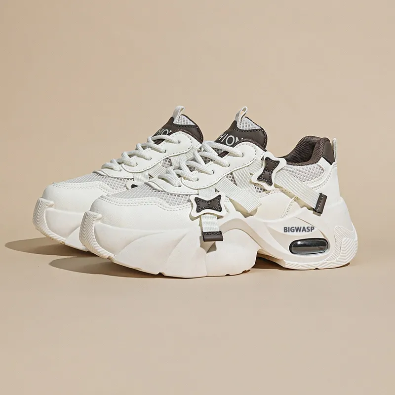 BIGWASP Anti Slip Wear Resistant Low Top Chunky Sneakers Women's-5