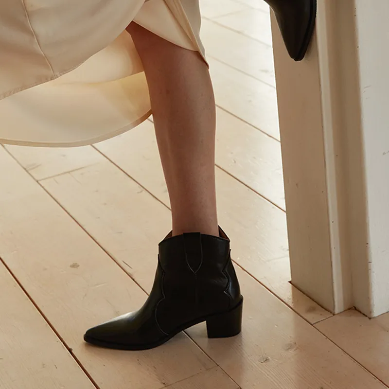 VENTIMONO Cowboy Boots Ankle Boots 5.5cm Women's-2