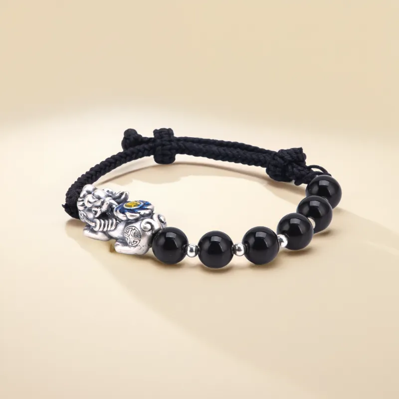 BLESSED BULLET Obsidian Bracelets Men's-5