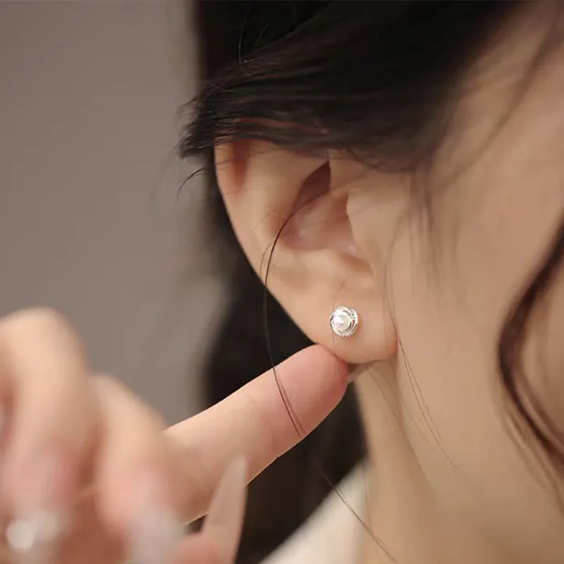 BLESSED BULLET S925 Sterling Silver Stud Stud Earrings Women's-2