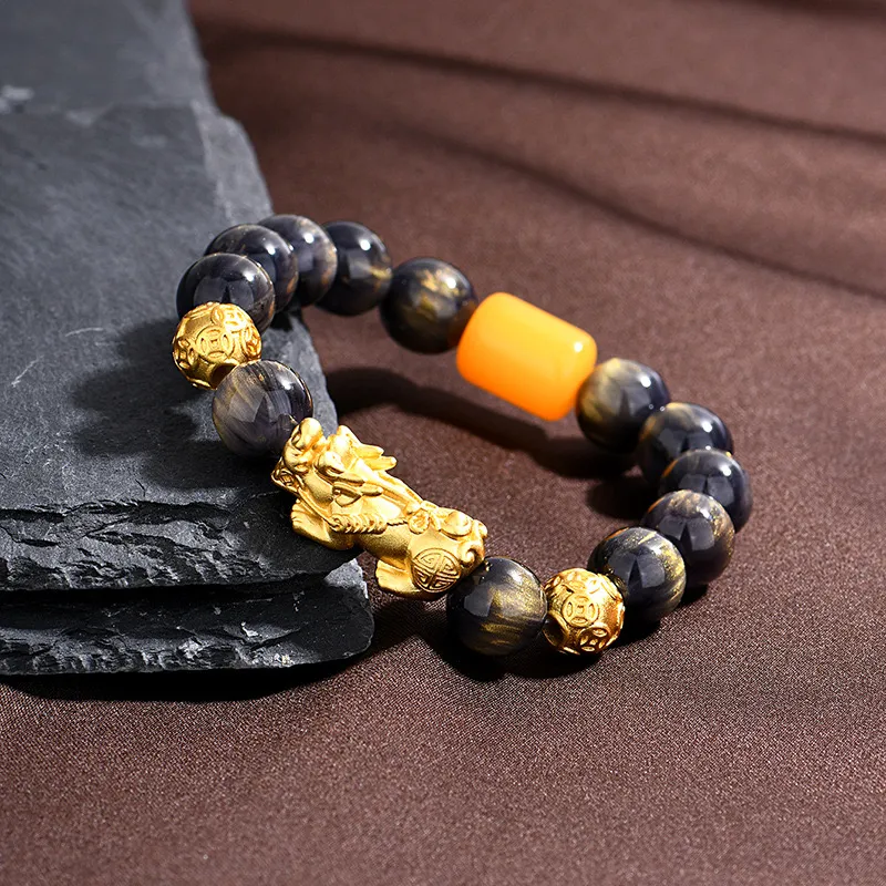 BLESSED BULLET Obsidian Bracelets Men's-1