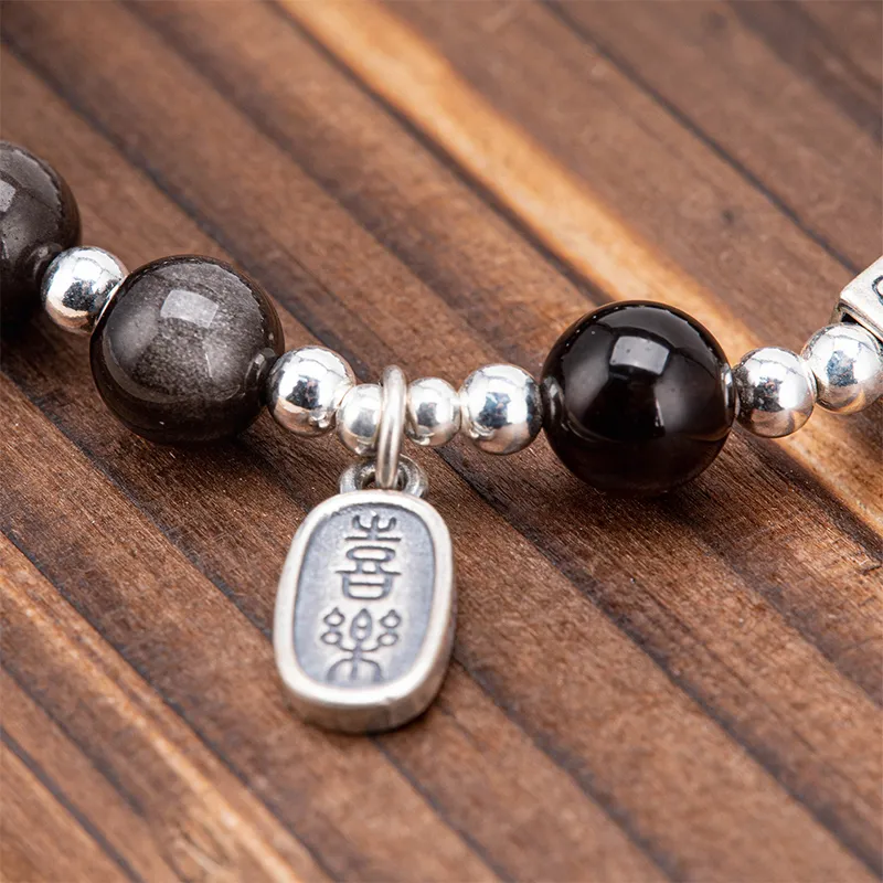 BLESSED BULLET Obsidian Bracelets Unisex-4
