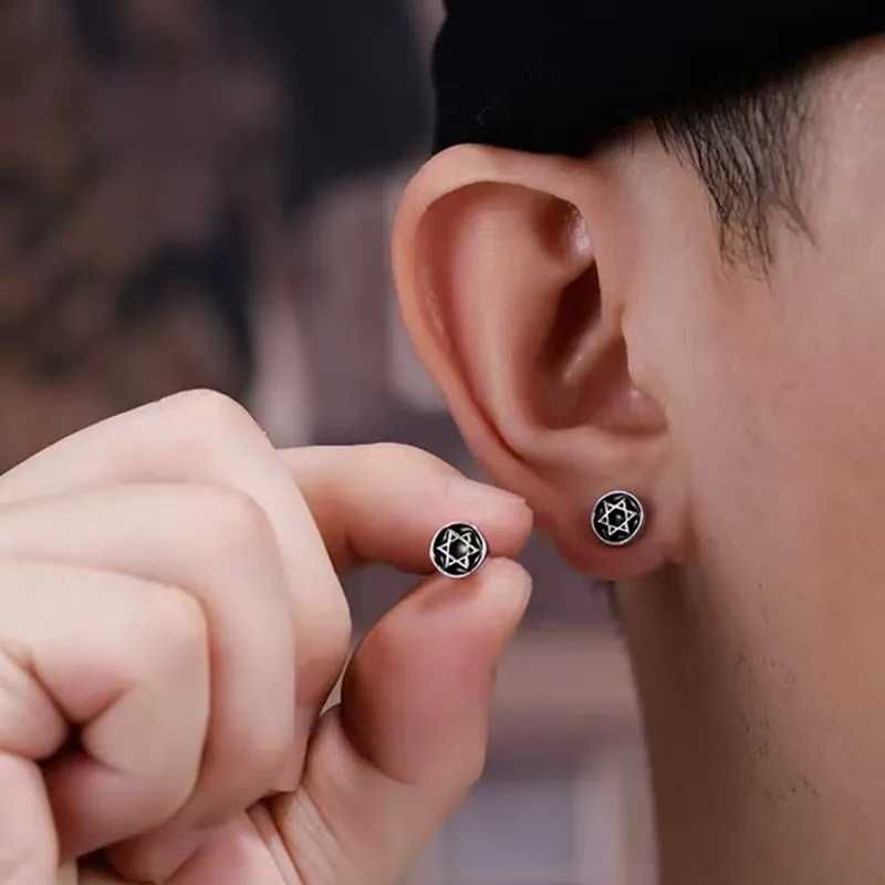 BLESSED BULLET Alloy Stud Earrings Men's-2