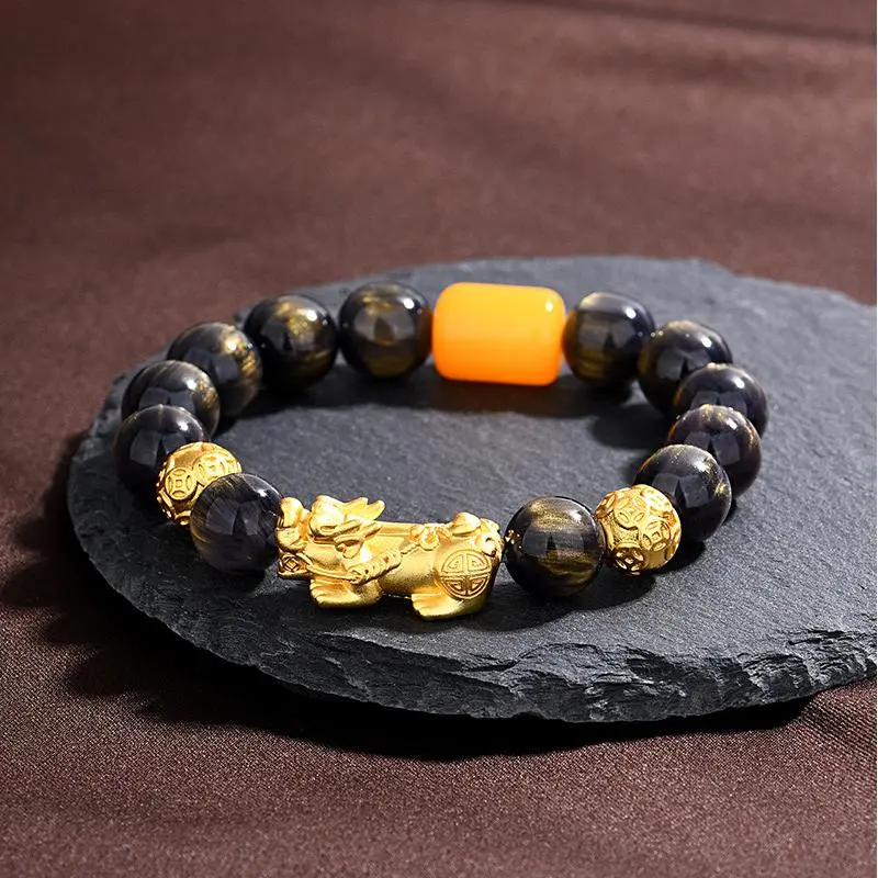 BLESSED BULLET Obsidian Bracelets Men's-3