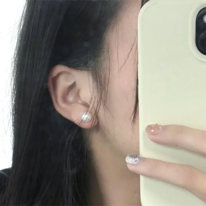 BLESSED BULLET Pearl S925 Silver Stud Earrings Women's-1