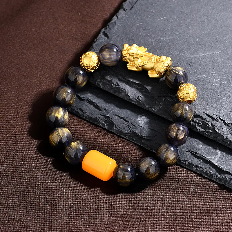 BLESSED BULLET Obsidian Bracelets Men's-2