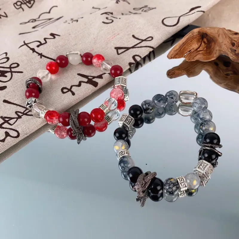 BLESSED BULLET Colored Glaze Jade Bracelets Unisex-7