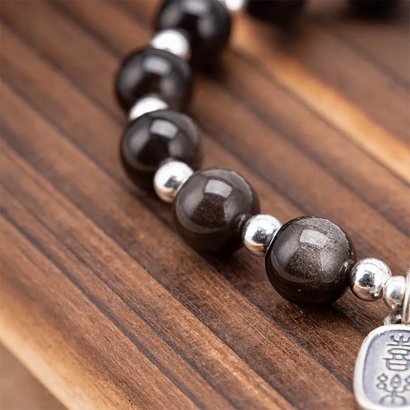 BLESSED BULLET Obsidian Bracelets Unisex-5