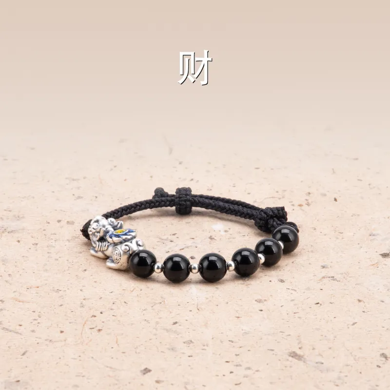 BLESSED BULLET Obsidian Bracelets Men's-1