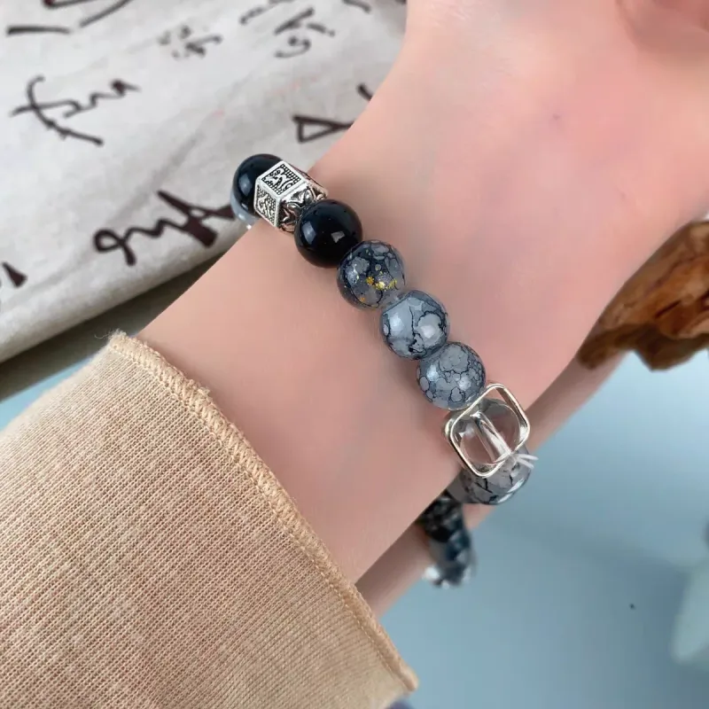 BLESSED BULLET Colored Glaze Jade Bracelets Unisex-5