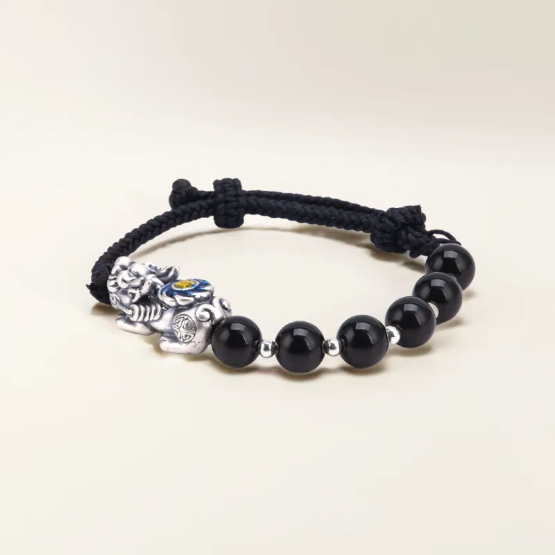 BLESSED BULLET Obsidian Bracelets Men's-3