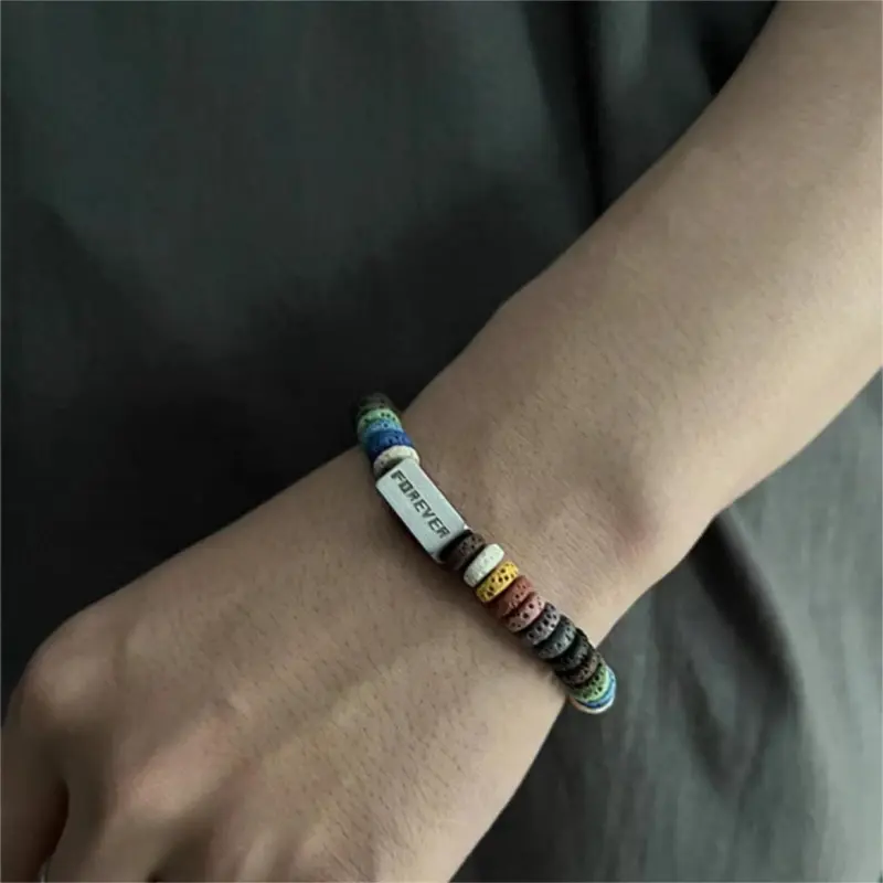 BLESSED BULLET Alloy Volcanic Stone Bracelets Unisex-2