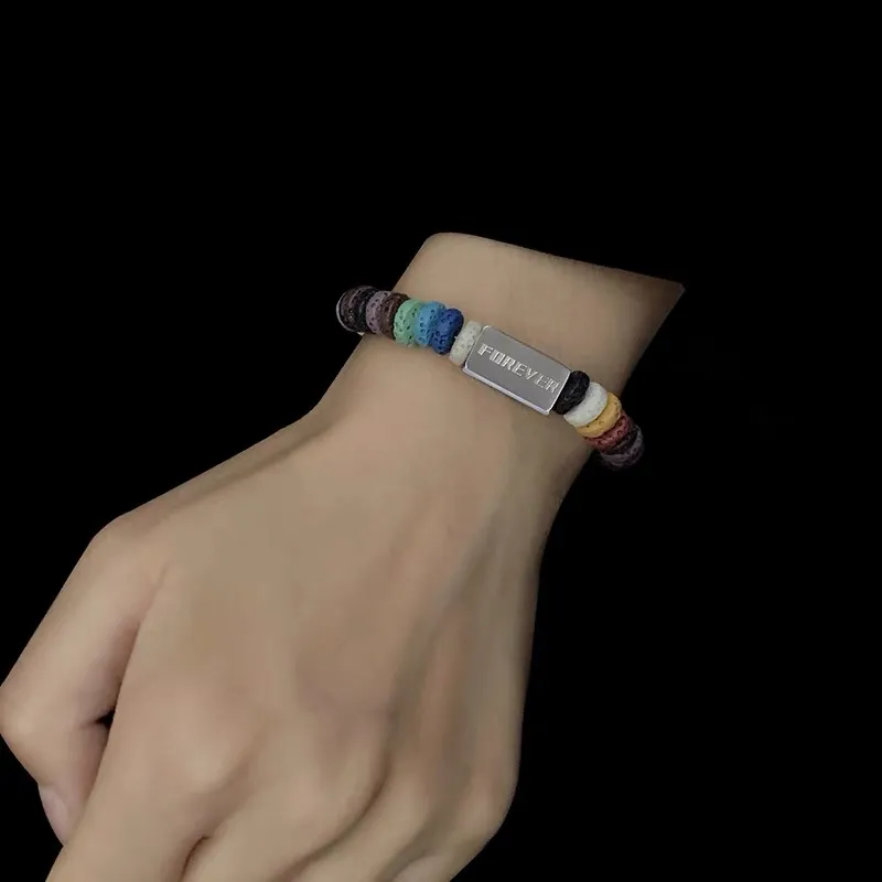 BLESSED BULLET Alloy Volcanic Stone Bracelets Unisex-1