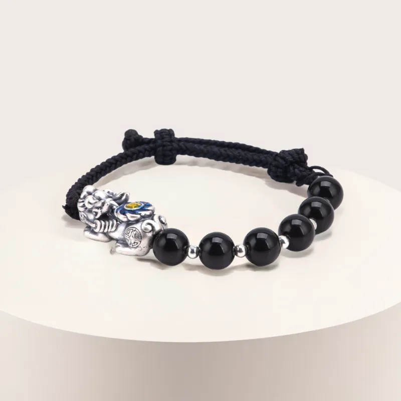 BLESSED BULLET Obsidian Bracelets Men's-4