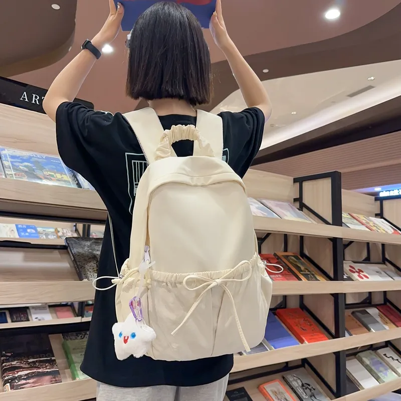 SUPERCUTE Nylon Backpack Regular Women's Blue/Beige/Pink/Black-6
