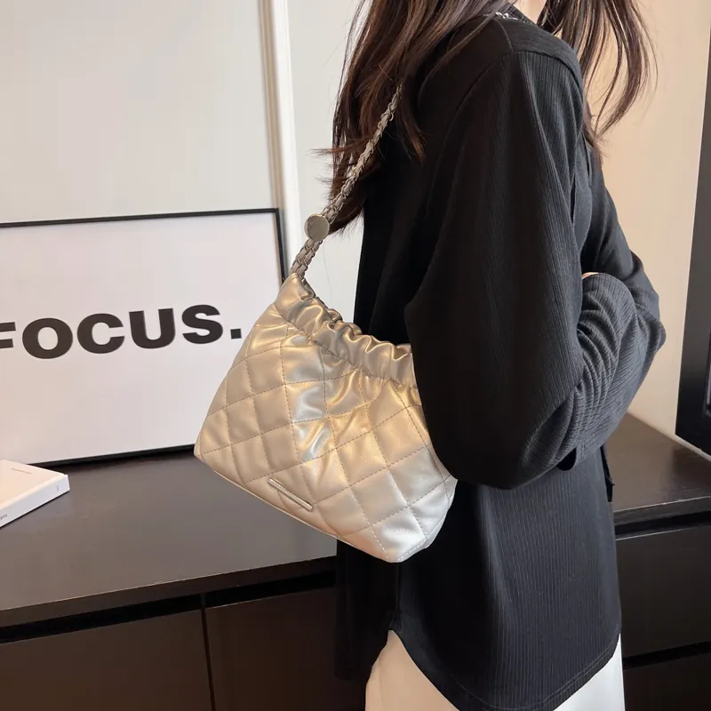 SUPERCUTE PU Tote Bag Shopping Bag Crossbody Bag Shoulder Bag Women's Silver/White/Black/Pink-2