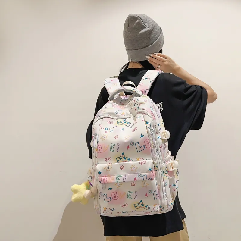 SUPERCUTE Nylon Backpack Women's Black/White-6