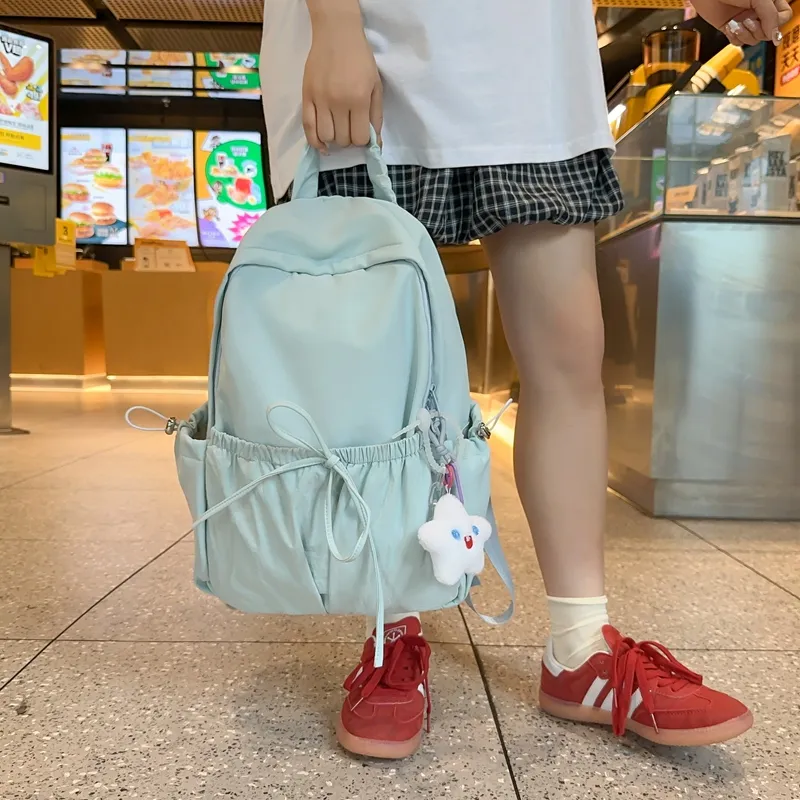SUPERCUTE Nylon Backpack Regular Women's Blue/Beige/Pink/Black-1