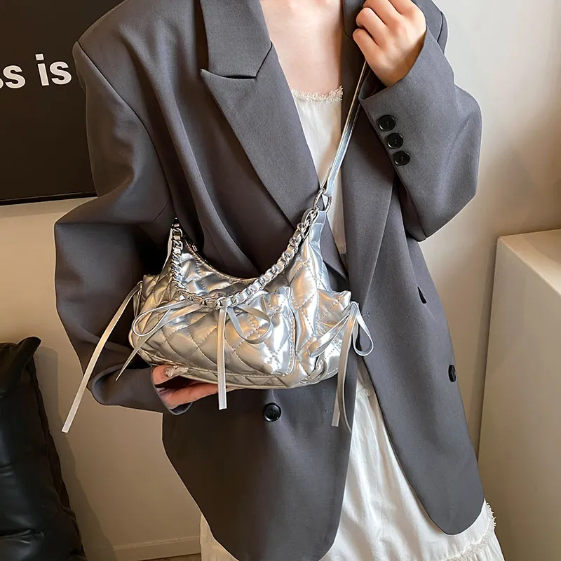 SUPERCUTE PU Shoulder Bag Portable Crossbody Bag Shoulder Bag Regular Women's Silver/Black/White-10
