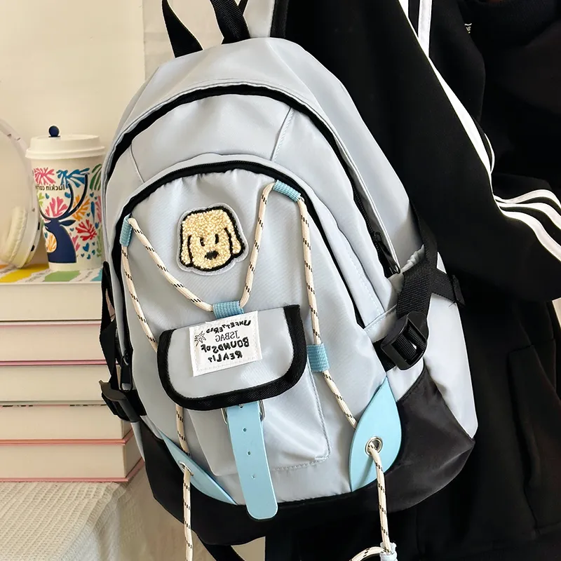 SUPERCUTE Nylon Fabric Backpack Women's Pink/White/Green/Blue-14