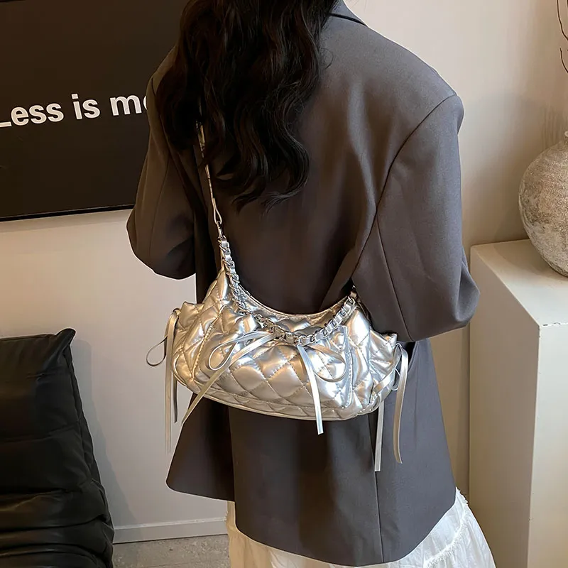 SUPERCUTE PU Shoulder Bag Portable Crossbody Bag Shoulder Bag Regular Women's Silver/Black/White-9
