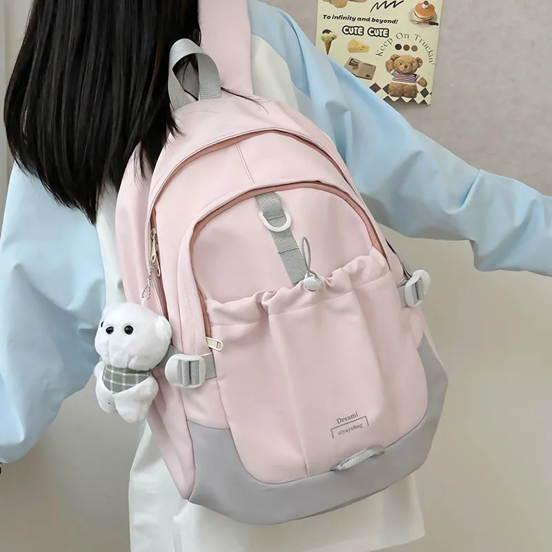 SUPERCUTE Nylon Backpack Women's Ecru/Pink/Purple/Blue/Black-9