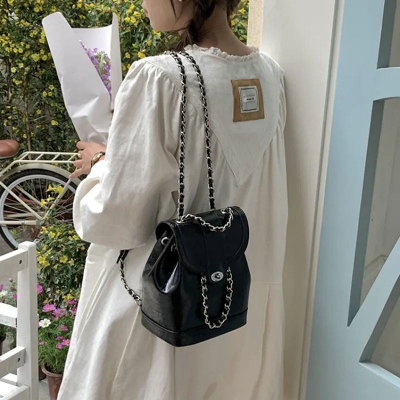 SUPERCUTE PU Backpack Women's Black/Silver-2