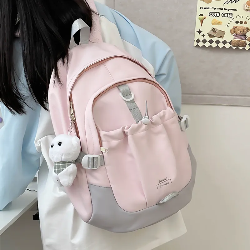 SUPERCUTE Nylon Backpack Women's Ecru/Pink/Purple/Blue/Black-8