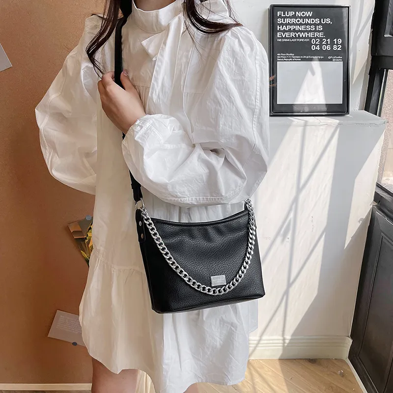 SUPERCUTE PU Crossbody Bag, Shoulder Bag Women's White/Silver/Black/Brown-1