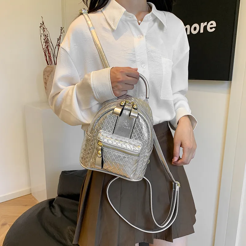 SUPERCUTE PU Backpack Regular Women's Pink/Khaki/Silver/Black-11