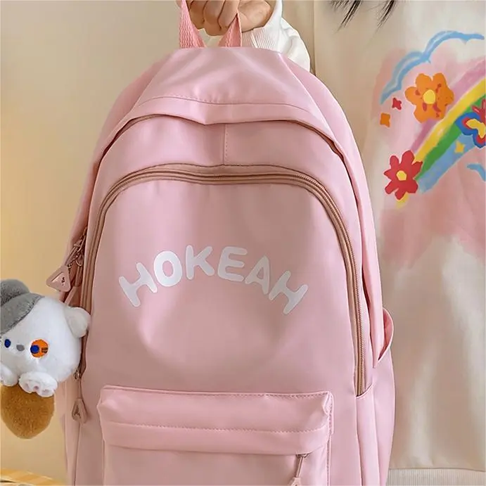 SUPERCUTE Nylon Backpack Women's White/Black/Green/Pink/Yellow-15