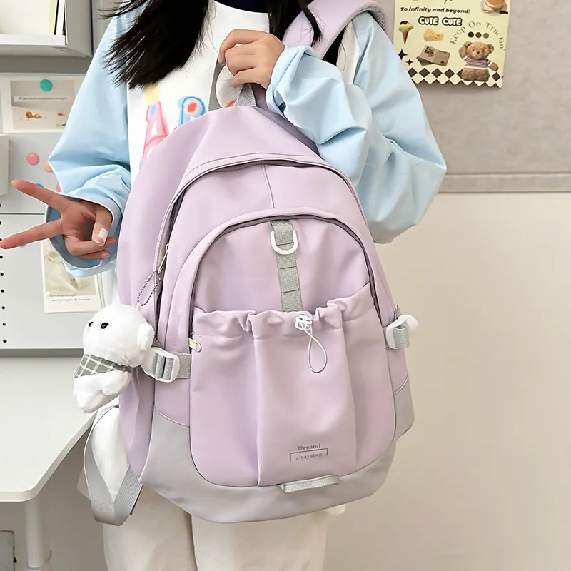 SUPERCUTE Nylon Backpack Women's Ecru/Pink/Purple/Blue/Black-17