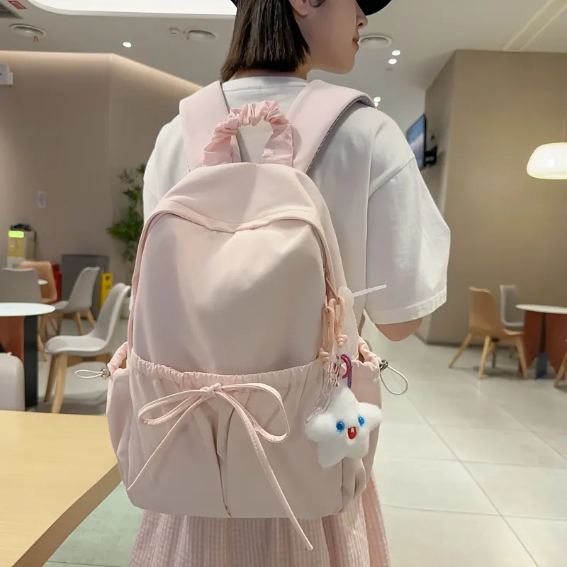 SUPERCUTE Nylon Backpack Regular Women's Blue/Beige/Pink/Black-9