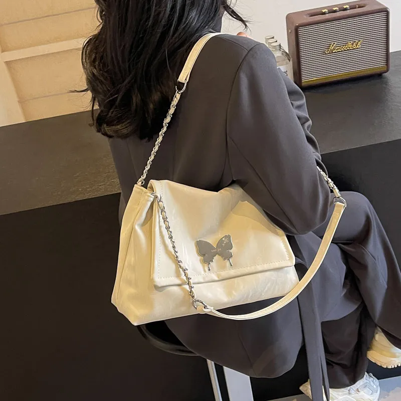 SUPERCUTE PU Shoulder Bag Women's Silver/White/Black/Pink-13