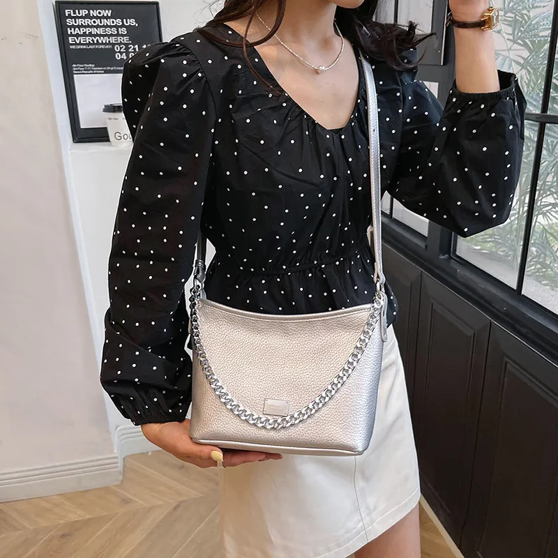 SUPERCUTE PU Crossbody Bag, Shoulder Bag Women's White/Silver/Black/Brown-19