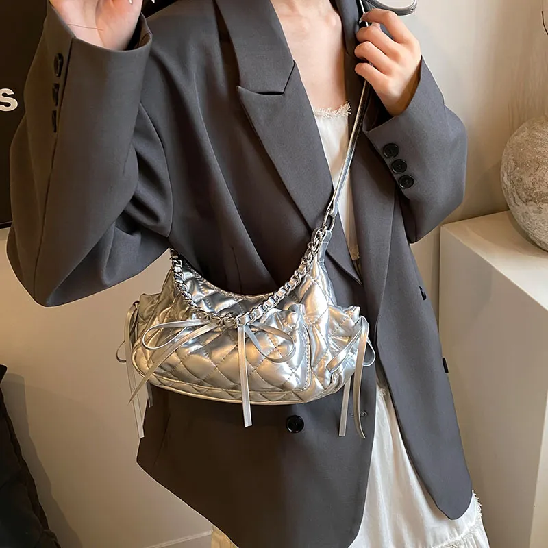 SUPERCUTE PU Shoulder Bag Portable Crossbody Bag Shoulder Bag Regular Women's Silver/Black/White-8