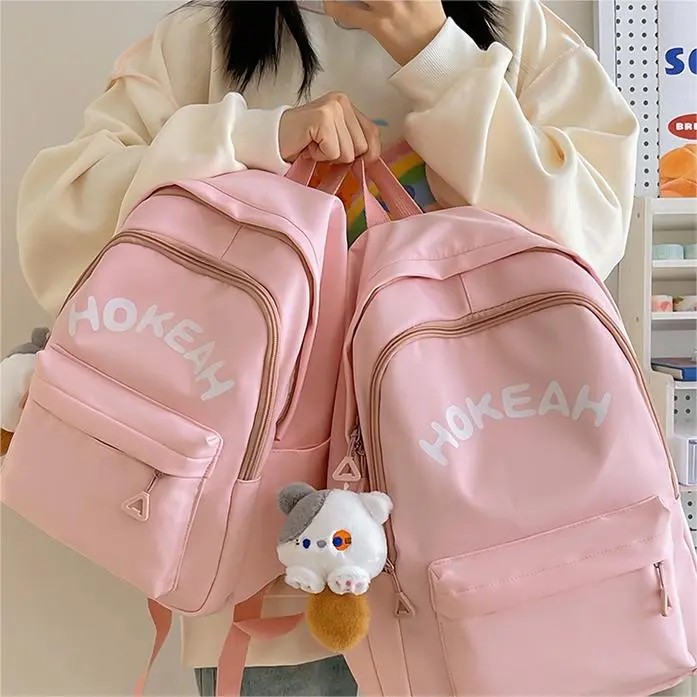 SUPERCUTE Nylon Backpack Women's White/Black/Green/Pink/Yellow-14
