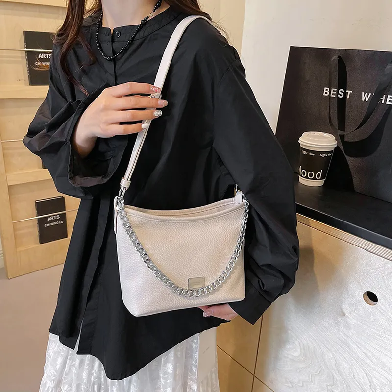 SUPERCUTE PU Crossbody Bag, Shoulder Bag Women's White/Silver/Black/Brown-24